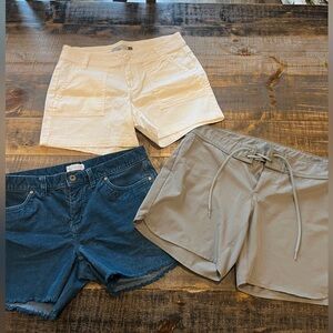 Prana & Carve Designs Shorts Size 4  (lot of 3) Blue Corduroy Cord Shorts Surf